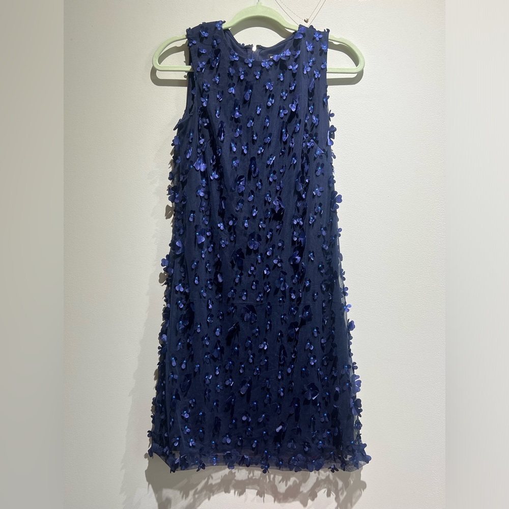 Karl Lagerfeld Floral Embellished Dress in dark blue size 2